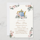 ヴィンテージガーリーワイルドフラワーパー茶ベイビーシャワー 招待状 (正面)