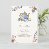 ヴィンテージガーリーワイルドフラワーパー茶ベイビーシャワー 招待状 (スタンド正面)