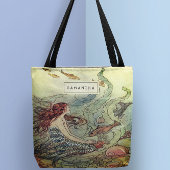 ヴィンテージガーリー海中の人魚パーソナライズされた トートバッグ
