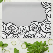 ヴィンテージガーリー白いバラ キッチンタオル (折り畳み)