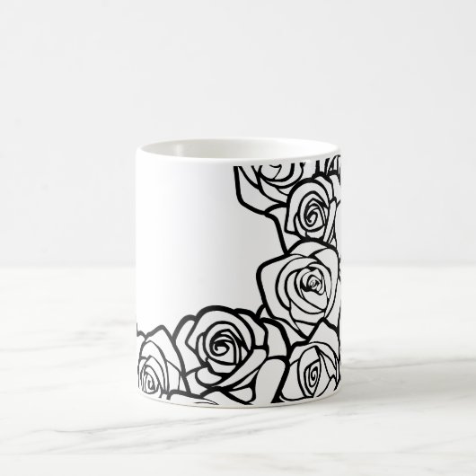 ヴィンテージガーリー白いバラ コーヒーマグカップ (中央)