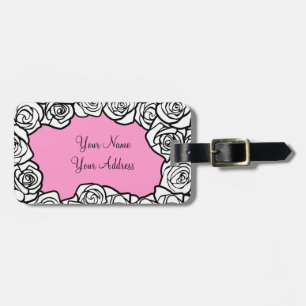 ヴィンテージガーリー白いバラ ラゲッジタグ