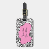 ヴィンテージガーリー白いバラ ラゲッジタグ (正面縦)