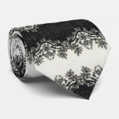 ヴィンテージガーリー白黒花柄 ネクタイ (ロール)