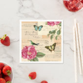 ヴィンテージガーリー紙ナプキン付き/鳥と蝶 スタンダードカクテルナプキン (インサイチュ)