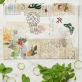 ヴィンテージガーリーEphemeraファッションコラージュ（名前） キッチンタオル (折り畳み)