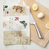 ヴィンテージガーリーEphemeraファッションコラージュ（名前） キッチンタオル (四つ折り)