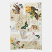 ヴィンテージガーリーEphemeraファッションコラージュ（名前） キッチンタオル (縦)