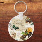 ヴィンテージガーリーEphemeraファッションコラージュ（名前） キーホルダー (正面)