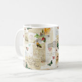 ヴィンテージガーリーEphemeraファッションコラージュ（名前） コーヒーマグカップ (正面左)