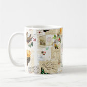 ヴィンテージガーリーEphemeraファッションコラージュ（名前） コーヒーマグカップ (左)