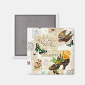 ヴィンテージガーリーEphemeraファッションコラージュ（名前） マグネット (正面/裏面)