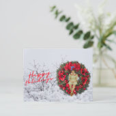 ヴィンテージガールお洒落クリスマスホリデー シーズンポストカード (スタンド正面)