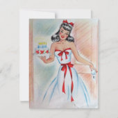 ヴィンテージガールお誕生日ケーキ シーズンカード (正面)