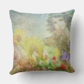 ヴィンテージガールとその犬の飾り枕 クッション (裏面)