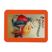 ヴィンテージガールとカボチャ マグネット (横)