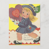 ヴィンテージガールとキャンディ・バレンタイン シーズンポストカード (正面)