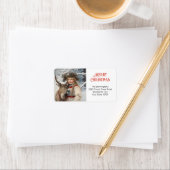 ヴィンテージガールとトナカイ差出人住所ラベル ラベル (インサイチュ)