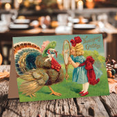 ヴィンテージガールとトルコは感謝祭をドレスアップ シーズンカード