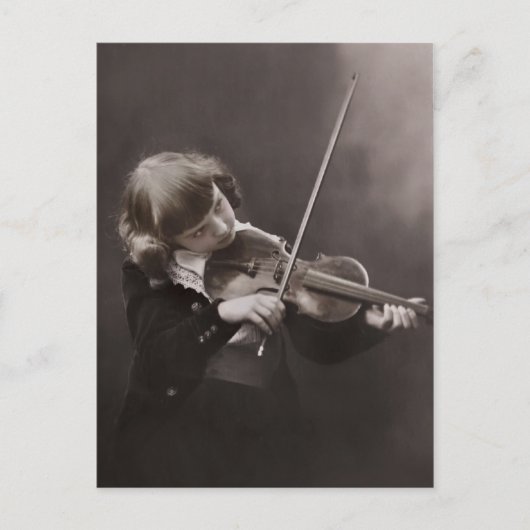 ヴィンテージガールとバイオリンc1920年代のはがき ポストカード (正面)