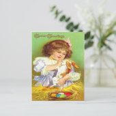ヴィンテージガールとバニー&イースターエッグイースターカード シーズンポストカード (スタンド正面)