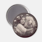 ヴィンテージガールとプードル マグネット (正面/裏面)