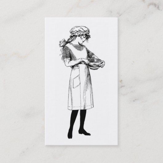 ヴィンテージガールとミキシングボウルベイカーまたはパティシエ 名刺 (正面)