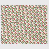 ヴィンテージガールと子犬のクリスマスラッピング紙 ラッピングペーパー (フラット)