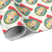 ヴィンテージガールと子犬のクリスマスラッピング紙 ラッピングペーパー (ロールコーナー)