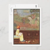 ヴィンテージガールと本by Millicent Sowerby ポストカード (正面/裏面)