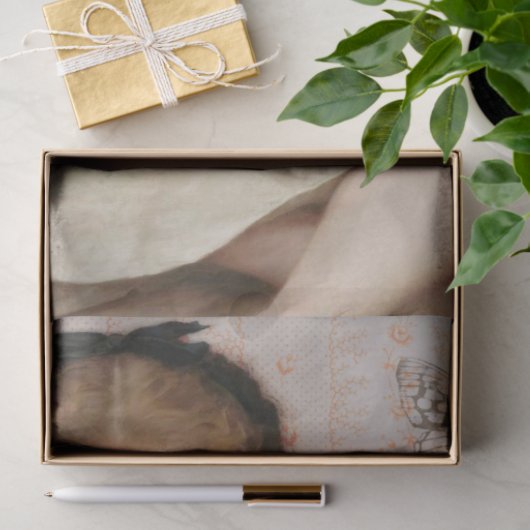 ヴィンテージガールと桃のバラデクページ 薄葉紙 (ギフト)