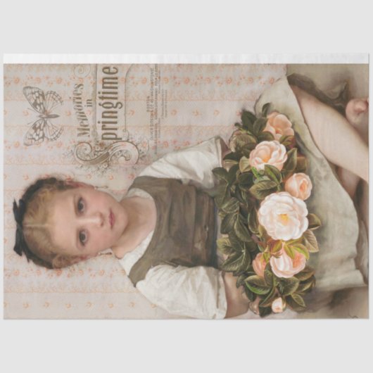 ヴィンテージガールと桃のバラデクページ 薄葉紙 (正面)