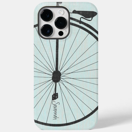 ヴィンテージガールアクアブルーバイクリネンIphone Case-Mate iPhoneケース (裏面)