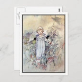 ヴィンテージガールインガーデンバイチャールズ・ロビンソン ポストカード (正面/裏面)