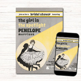 ヴィンテージガールインザスポットライトブライダルシャワー 招待状