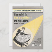 ヴィンテージガールインザスポットライトブライダルシャワー 招待状 (正面)