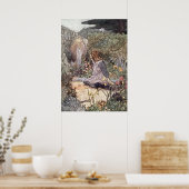 ヴィンテージガールインフラワーガーデンbyチャールズ・ロビンソン ポスター (キッチン)