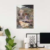 ヴィンテージガールインフラワーガーデンbyチャールズ・ロビンソン ポスター (ホームオフィス)