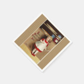 ヴィンテージガールインレッドドレスサンクスギビング紙 スタンダードカクテルナプキン (角)