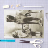 ヴィンテージガールウィズグレートダネドッグティッシュペーパー 薄葉紙 (クラフト)