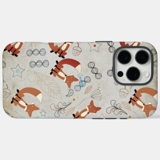 ヴィンテージガールウッドランド動物のキツネパターン Case-Mate iPhoneケース (裏面 (横))