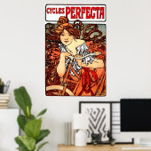 ヴィンテージガールオンサイクリングポスタープリント ポスター (ホームオフィス)