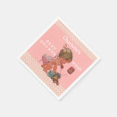 ヴィンテージガールオンフォンベビーシャワーシェブロン スタンダードカクテルナプキン (角)