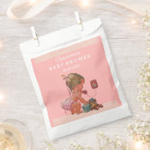 ヴィンテージガールオンフォンベビーシャワーシェブロン フェイバーバッグ (クリップ留めされた状態)