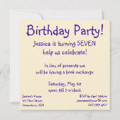 ヴィンテージガールオン電話、誕生日パーティーへの招待 招待状 (裏面)