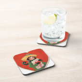 ヴィンテージガールギフトバレンタインハート コースター (右側)