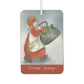 ヴィンテージガールクリスマス挨拶 カーエアーフレッシュナー (正面)