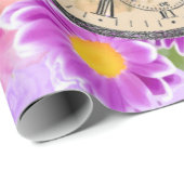 ヴィンテージガールクロックウォッチパープルフローラギフトラップ ラッピングペーパー (ロールコーナー)