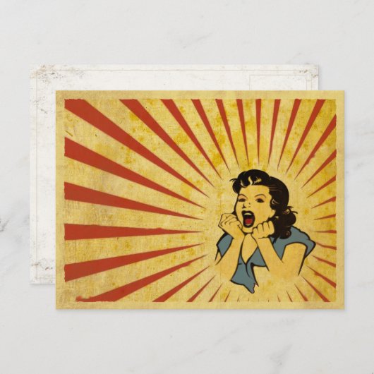 ヴィンテージガールクールスケッチ付きポストカード ポストカード (正面/裏面)