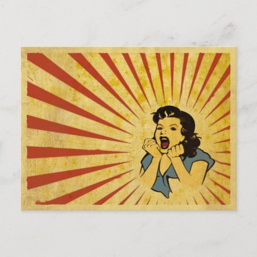 ヴィンテージガールクールスケッチ付きポストカード ポストカード (正面)